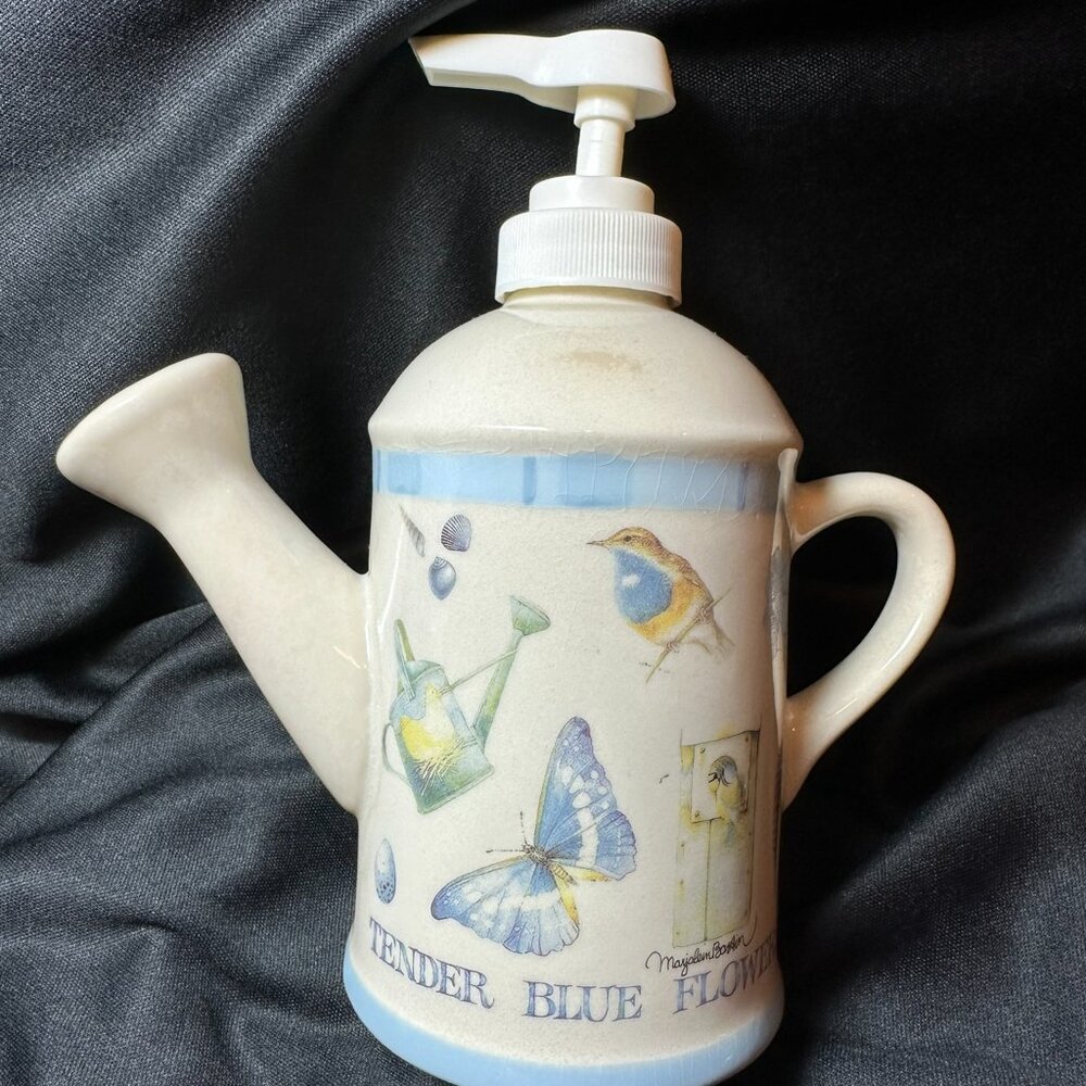 blue skies Vintage Hallmark Marjolein Bastin Watering Can Soap Lotion Dispenser